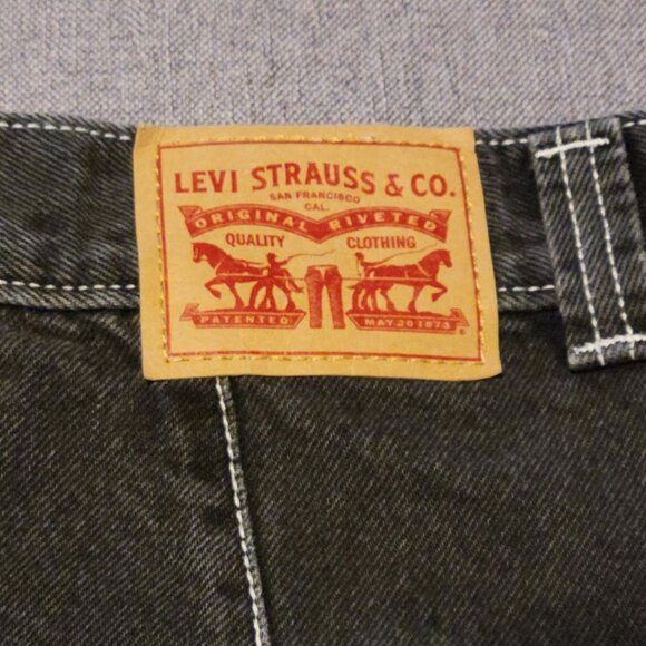 Levi’s Black Size 29 Denim Carpenter Mini Skirt Jean 100% Cotton Gray Distressed - Picture 4 of 12